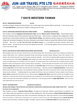 7 Days Western Taiwan