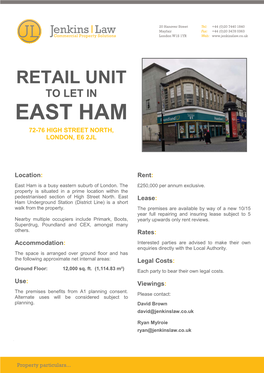 East Ham 72-76 High Street North, London, E6 2Jl