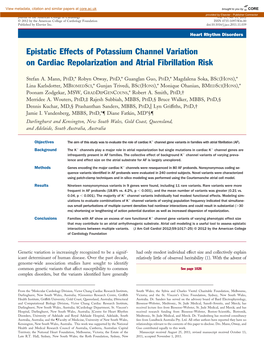 Epistatic Effects of Potassium Channel Variation on Cardiac Repolarization and Atrial Fibrillation Risk