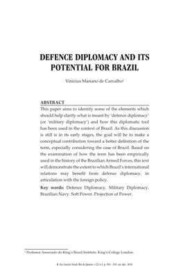 Defence Diplomacy and Its Potential for Brazil