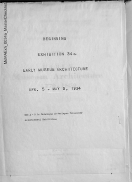 Beginning Exhibition Early Museum Architecture