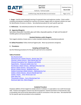 ATF-LS-E17 Spot Tests Published Online: Rl ATF 1------I March 2018 Authority: Technical Leader