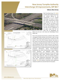 New Jersey Turnpike Authority Interchange 10 Improvements, MP 88.7 Edison, New Jersey