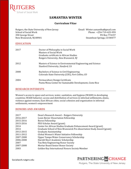 SAMANTHA WINTER Curriculum Vitae