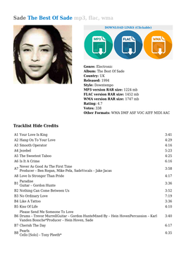 Sade the Best of Sade Mp3, Flac, Wma