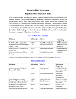 2019-2020 Legislative Priorities