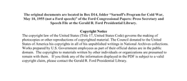 Sarnoff's Program for Cold War, May 10, 1955 (Not a Ford Speech)” of the Ford Congressional Papers: Press Secretary and Speech File at the Gerald R