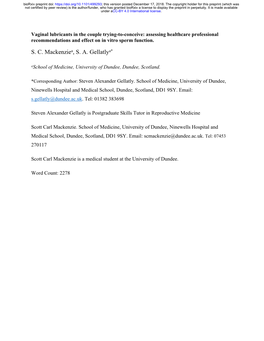 Vaginal Lubricants in the Couple Trying-To-Conceive: Assessing Healthcare Professional Recommendations and Effect on in Vitro Sperm Function