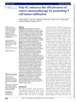 Poly-IC Enhances the Effectiveness of Cancer Immunotherapy By