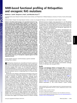 NMR-Based Functional Profiling of Rasopathies and Oncogenic RAS