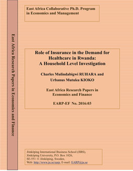 Role of Insurance in the Demand for Healthcare in Rwanda: a Household Level Investigation