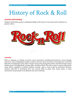 Rigler History of Rock S2Q3 2019-2020