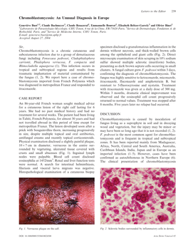 Chromoblastomycosis: an Unusual Diagnosis in Europe