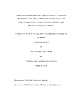 Trophic Relationships of Prey Species (Etrumeus Whiteheadi