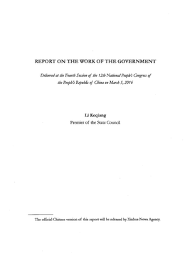 Report on the Work of the Government