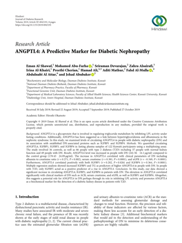 ANGPTL4: a Predictive Marker for Diabetic Nephropathy