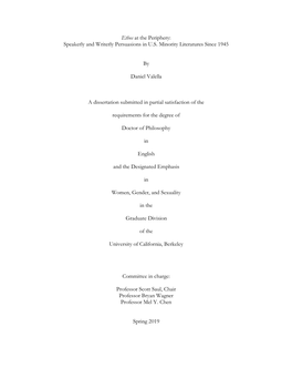 Ethos at the Periphery: Speakerly and Writerly Persuasions in U.S. Minority Literatures Since 1945