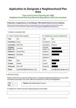 Application to Designate a Neighbourhood Plan Area