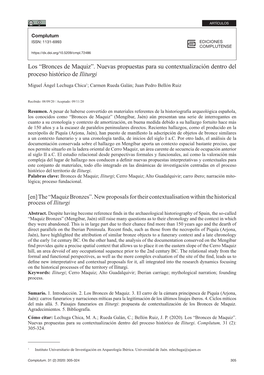 Los “Bronces De Maquiz”. Nuevas Propuestas Para Su Contextualización Dentro Del Proceso Histórico De Iliturgi