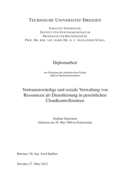 Diplomarbeit Vertrauenswürdige Und Soziale Verwaltung Von