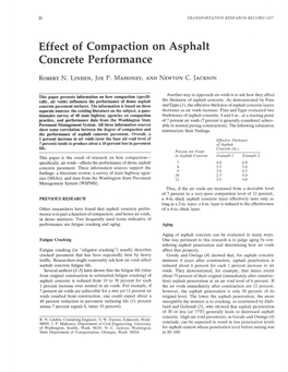 Effect of Compaction on Asphalt Concrete Performance