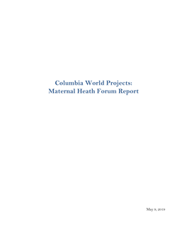 Maternal Heath Forum Report