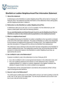 Sherfield on Loddon Neighbourhood Plan Information Statement