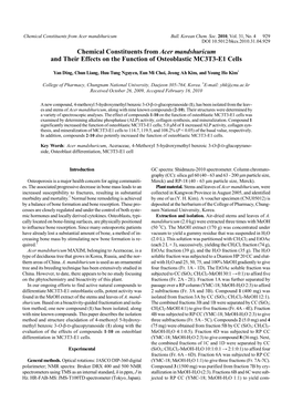 Chemical Constituents from Acer Mandshuricum and Their Effects on the Function of Osteoblastic MC3T3-E1 Cells