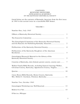 Kentucky Ancestors Genealogical Quarterly of the Kentucky Historical Society