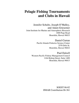 Pelagic Fishing Tournaments and Clubs in Hawaii