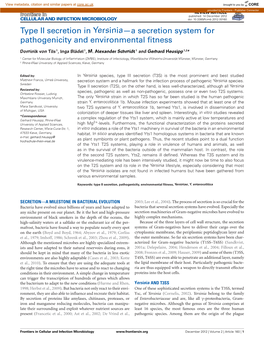 Type II Secretion in Yersinia—A Secretion System for Pathogenicity and Environmental ﬁtness