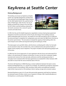 History of Keyarena at Seattle Center