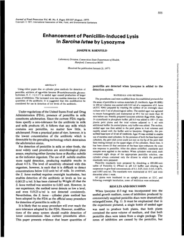 Enhancement of Penicillin-Induced Lysis in <I>Sarcina Lutea</I>