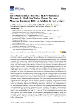 Bioconcentration of Essential and Nonessential Elements in Black Sea Turbot (Psetta Maxima Maeotica Linnaeus, 1758) in Relation to Fish Gender