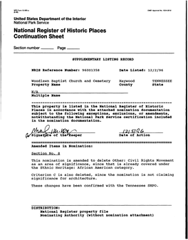 National Register of Historic Places Continuation Sheet