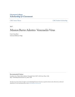 Mission Barrio Adentro: Venezuela's Virus Cara Cancelmo Claremont Mckenna College