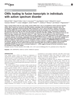 Cnvs Leading to Fusion Transcripts in Individuals with Autism Spectrum Disorder
