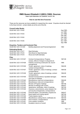 RMS Queen Elizabeth 2 (QE2) (1969): Sources (Upper Clyde Shipbuilders Ltd, Clydebank, Yard No