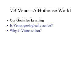 7.4 Venus: a Hothouse World