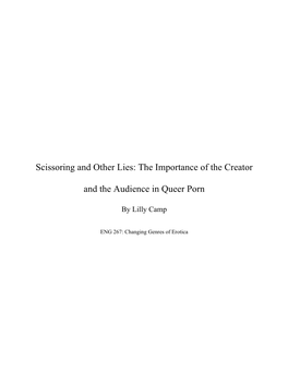 Scissoring and Other Lies: the Importance of the Creator and The