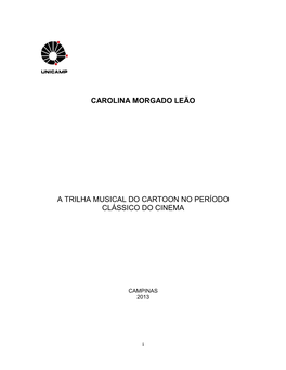 Carolina Morgado Leão a Trilha Musical Do Cartoon