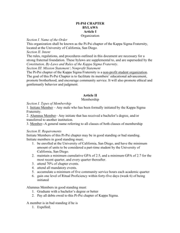 PI-PSI CHAPTER BYLAWS Article I Organization Section I