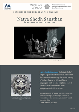 Natya Shodh Sansthan a N a R C H I V E O F I N D I a N T H E a T R E