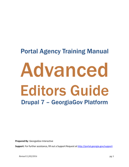 Portal Agency Training Manual Advanced Editors Guide Drupal 7 – Georgiagov Platform