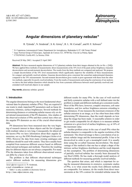 Angular Dimensions of Planetary Nebulae?