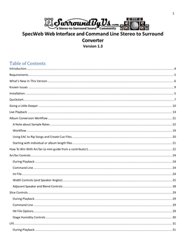 Specweb Web Interface and Command Line Stereo to Surround Converter Version 1.3