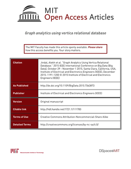 Graph Analytics Using Vertica Relational Database