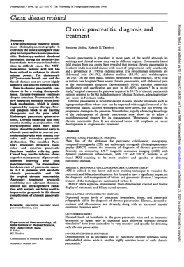 Classic Diseases Revisited Chronic Pancreatitis