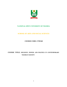 National Open University of Nigeria School of Arts And