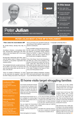 Peter Julian In Your Community 3 Member of Parliament // Burnaby–New Westminster 4 End the Billion-Dollar 4 Big-OilOil